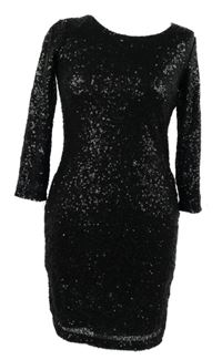 Dámské černé flitrové koktejlové šaty C&A