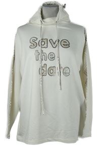 Dámská smetanovo-vzorovaná mikina s nápisem a límcem 