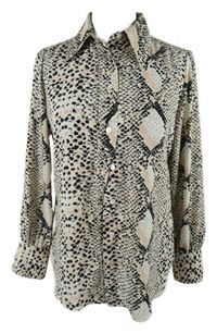 Dámská světlerůžovo-černá vzorovaná halenka M&S