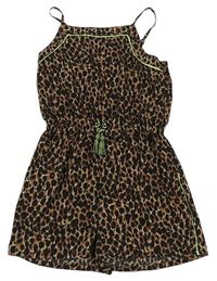 Hnědý kraťasový overal s leopardím vzorem Candy couture