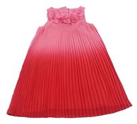 Růžovo-tmavorůžové šifonové plisované šaty s kytičkami Rachel Zoe