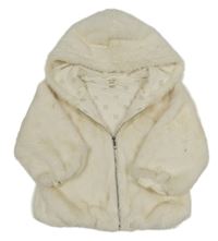 Smetanová kožešinová podšitá bunda s kapucí River Island