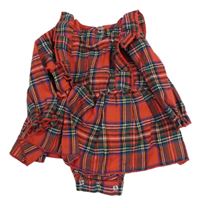 Červeno-barevné kostkované šaty se všitym body