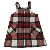 Červeno-černo-bílé kostkované vlněné šaty zn. Primark