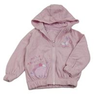 Světlerůžová propínací mikina s obrázky a kapucí dunnes