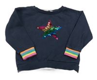 Tmavomodrá mikina s hvězdou z flitrů H&M