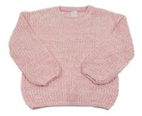 Růžovo-bílý melírovaný svetr C&A