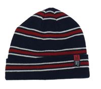 Tmavomodro-červeno-bílá pruhovaná čepice s nášivkou F&F