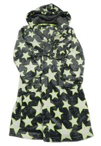 Černý melírovaný chlupatý župan s hvězdami a kapucí Dunnes
