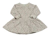 Světlebéžové teplákové šaty s kytičkami Topomini