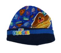 Modrá sametovo/pletná čepice s Hej Hafí 