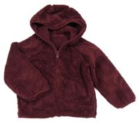 Mahagonová chlupatá propínací mikina s kapucí Dunnes