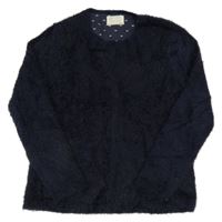 Tmavomodrý chlupatý propínací svetr Zara