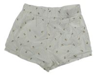 Bílé žebrované kraťasy s květinami H&M