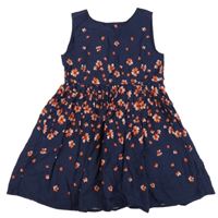 Tmavomodré šaty s květinami Primark