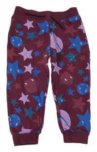 Vínové tepláky s hvězdami a planetami Primark
