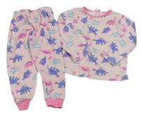 Světlerůžové plyšové pyžamo s dinosaury Pep&Co