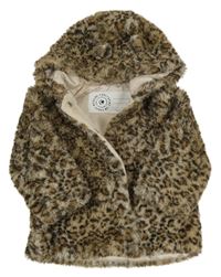 Béžová vzorovaná chlupatá podšitá bunda s kapucí zn. George