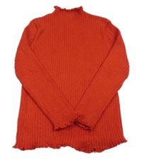 Červený žebrovaný třpytivý svetr Tu