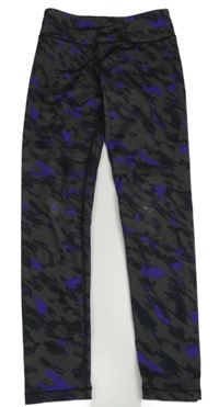 Antracitovo-fialové vzorované sportovní legíny H&M
