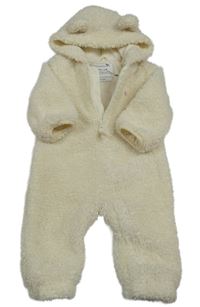 Smetanová huňatá podšitá kombinéza s výšivkou a kapucí Primark