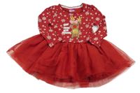 Červené bavlněno/tylové šaty se sobem F&F