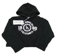 Nové - Černá crop mikina s nápisem a kapucí Page one young