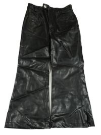 Černé koženkové flare kalhoty 