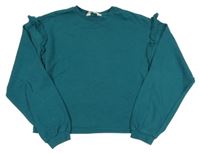 Smaragdová crop mikina s volánky H&M