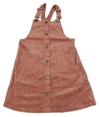 Růžové manšestrové laclové propínací šaty Next