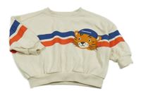 Smetanová oversize mikina s tygrem a pruhy George