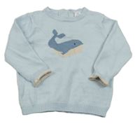 Světlemodrý svetr s velrybou 