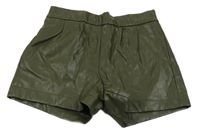 Khaki koženkové kraťasy Page One Young