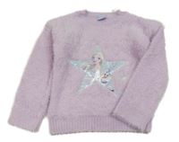 Fialový chlupatý svetr s hvězdou - Frozen 