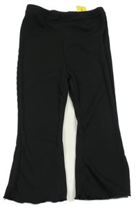 Černé žebrované flare kalhoty Shein