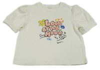 Bílé žebrované tričko s nápisem Shein