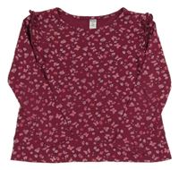 Vínové květované triko s volánky Dopodopo