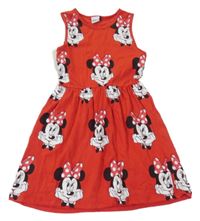 Červené bavlněné šaty s Minnie Disney