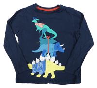 Tmavomodré triko s dinosaury M&S