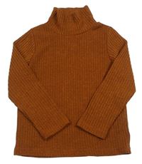 Hnědý žebovaný svetr s rolákem PatPat