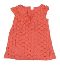 Korálové plátěné šaty s dirkovaným vzorem Mothercare
