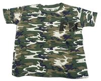 Khaki-bílo-hnědé army tričko