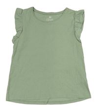 Zelenošedé žebrované tričko zn. H&M