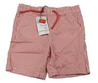 Červeno-bílé pruhované plátěné kraťasy Primark