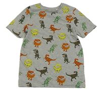 Šedé melírované tričko s dinosaury zn. C&A
