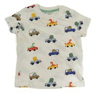 Bílé tričko s auty a dinosaury H&M