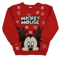 Červený svetr s Mickeym Disney