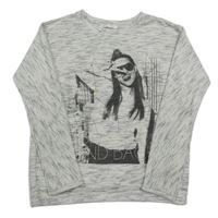 Bílo-šedé melírované triko s potiskem Pepco