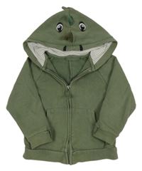 Khaki propínací mikina s kapucí - dinosaurus zn. Next