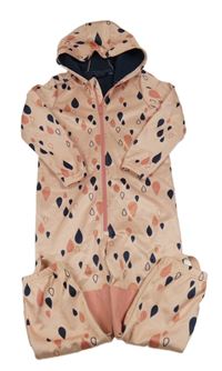 Světlerůžová softshellová kombinéza s kapičkami a kapucí Lupilu